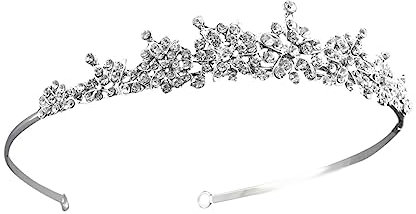Ipetboom Tiara Krone Stirnband für Frauen Silber Strass Kristall Braut Diadem Hochzeit Party Bankett Abschlussball Kopfschmuck Verlobung Fräulein Haarschmuck