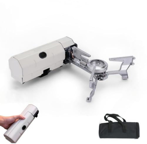 Fornello a Gas da Campeggio Antivento Mini Stufa Pieghevole Campeggio 2600W Fornellino in Acciaio con Accensione Piezo Portatile Regolabile Fornellini Compatibile con Cartucce di Gas 220g-250g