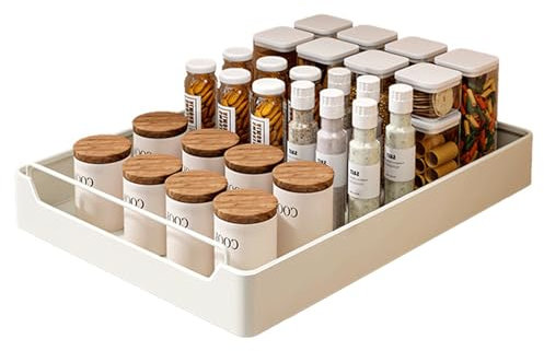 HIQE-FL Teleskopschublade,Ausziehbare Schublade Küche,Pull Slide Out Drawer mit Griff,Teleskopschublade Nachrüsten,Breite 30cm,Kein Bohren,für Küche Unterschrank Organisation. (30cm weiß)