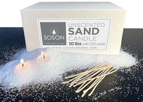 Simply Soson 4,5 kg weiße geruchlose Sandkerze, Perlenkerze, langlebige Pulverkerze, nachfüllbarer Perlenkerzensand mit 100 Dochten für die Kerzenherstellung