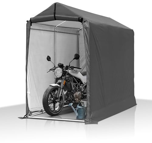 GARTOO 6 x 3ft Outdoor Cycle Storage Shelter - Bike Shed with Roll-up Door & Ventilate Window, Polyethylene Canopy Bicycle Garage for Garden, Domestic, Outdoor, Rain Shelter