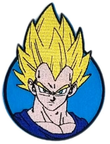 Comercial Mercera, Aufnäher Patches, Dragonball Z, Sayayin Vegeta - Charakter, Aufnäher Ideal für Mützen, Jacken, T-Shirts oder Schultaschen, 100% Polyester, 9x6 Zentimeter