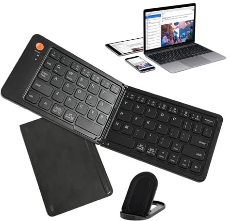 Portable Foldable Keyboard - Bendable Keyboard, Foldable Pocket Keyboard,Portable Ultra Slim Folding Keyboard for Most Tablets, Laptops and Smartphones, Support 3 Devices