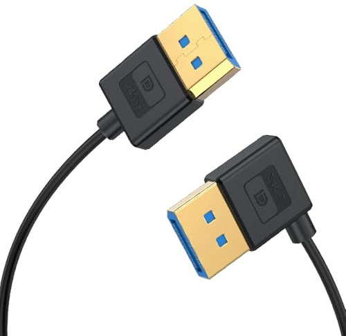 Kework 1ft DisplayPort UHD Silicone Cable, OD 3.8mm Ultra Thin HDMI DisplayPort 1.4V Cord, Right Angle Male to Straight Male DP 32.4Gbps Ultra High Speed Cable, 8K@60Hz