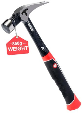 Meiwaltee 20 oz Martello da Carpentiere, Artiglio Martello con Chiodo a Doppia Curva, Impugnatura Ergonomica per Falegname, Ebanista, Cassaforma e Costruzione - 850g