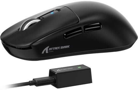 ATTACK SHARK R6 Souris de Jeu sans Fil 8 kHz, Ultra légère 42 g, Nordic 52840 MCU, capteur de Jeu PixArt PAW3950MAX, BT/2,4 G/Filaire, 6 DPI réglables jusqu'à 42 000, Batterie 250 mAh, PC/Mac (Noir)
