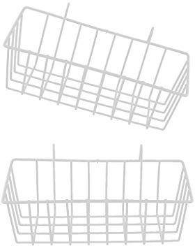 DUOHNBM 2 Stück Gitterkorb aus Draht mit Haken zum Aufhängen, Wand-Organizer für Gitterplatten, Drahtaufbewahrungsregal