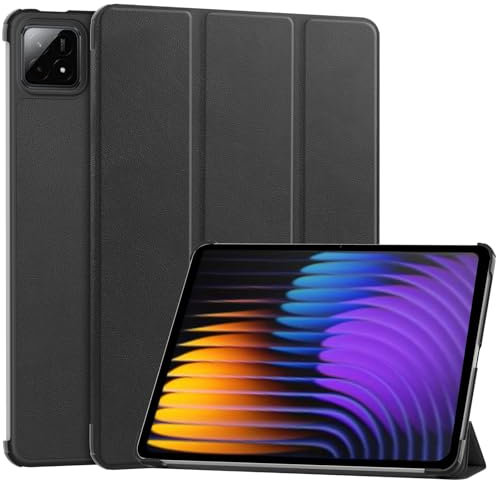 Haofun Funda Compatible con Xiaomi Pad 7/7 Pro, Smart Cover PU Protecto con Soporte Multiángulo, Trasera Mate Ultra Delgada Anti-Caída Case Carcasa con Auto Despertador/Sueño (Negro)