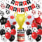 Football Theme Birthday Party Decorations - Red White Happy Birthday Banner Cake Topper for Girls Boys, 4D Soccer Trophy Balloons for Sports Themed Party Supplies