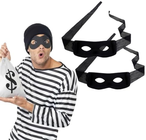 WUSJCOF 1 Stück Panzerknacker Maske Stoffbrille Bankräuber Kostümzubehör für Fasching Karneval Halloween, Unisex Einheitsgröße für Erwachsene und Kinder