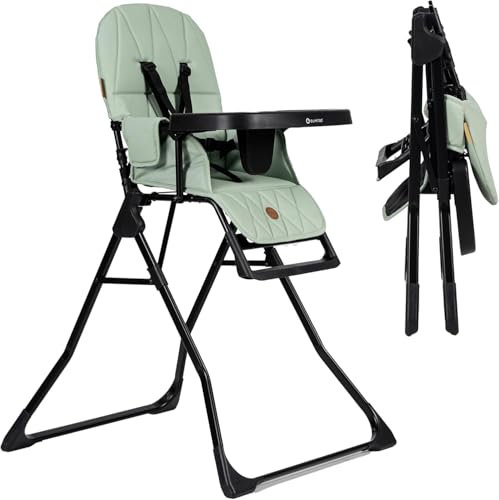 Olmitos – Trona evolutiva Bebé Plegable Ligera y Ultracompacta MINNA – Trona portátil de viaje 4.9kg ergonómica con Funda Acolchada de 6 meses a 3 años - reposapiés ajustable y Arnés 5 Puntos