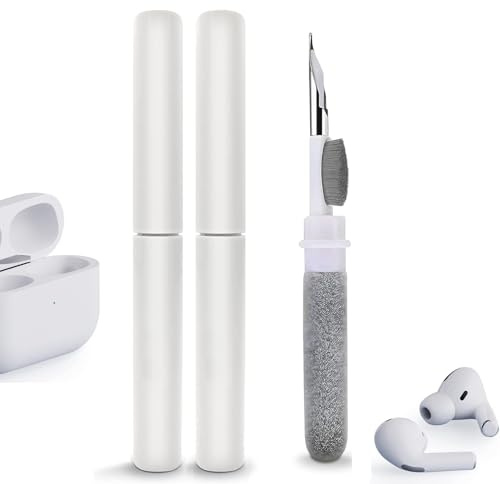 Mizi [2Pack Compatible with Earbuds Multi-Function Cleaning Pen with Soft Brush Flocking Sponge for Bluetooth Earphones Case Cleaning Tools - White