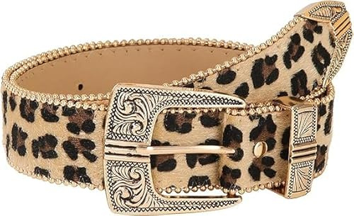 Wasise Gürtel mit Leopardenmuster – Geparden-Druck, Leopardengürtel für Damen, PU-Ledergürtel, Eopard-Gürtel für Damenkleider oder Jeans, modisches und exquisites Kleidungsaccessoire