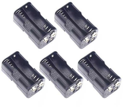 Fhsqwernm 5pc 4xAA Battery Holder With Battery Connector Practical AA Battery Holder Storage Box With 9V Connector
