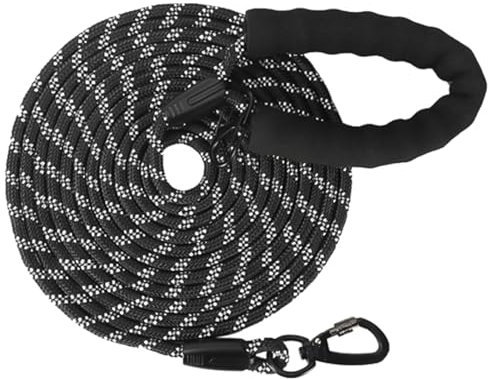 Schleppleine, 5M 10M 20M Schleppleine für Hunde, Robust Hundeleine mit bequemem gepolstertem Griff, Trainingsleine Laufleine für Welpen kleine mittlere große Hunde, Abschließbarer Karabiner (5M)