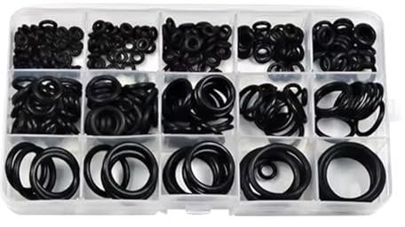 O Rings Kit, Assorted Rubber Gasket Seals, Nitrile rubber Leak-Proof Durable Material, 225PCS (Multiple Sizes, Black), Automotive and Household Repair Applications