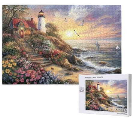Leuchtturm Puzzle 3000 Teile Erwachsene, Groß Puzzle Landschaft Muster Design, Jigsaw 122x81cm Size mit Geschenkboxverpackung, Wanddeko Wohnzimmer, Geschenke für Frauen, Geschenke für Männer,Model998