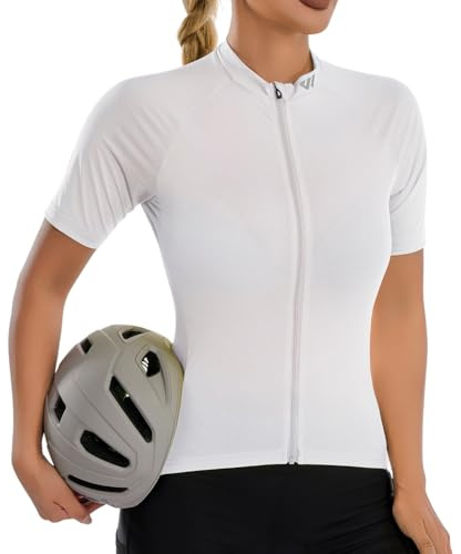 Lo.gas Radtrikot Damen Kurzarm,Fahrradtrikot Rennrad Trikot Atmungsaktiv Frauen Fahrrad Shirt Sommer Fahrradjacke Radfahren Top Mit 3 Taschen L Beige