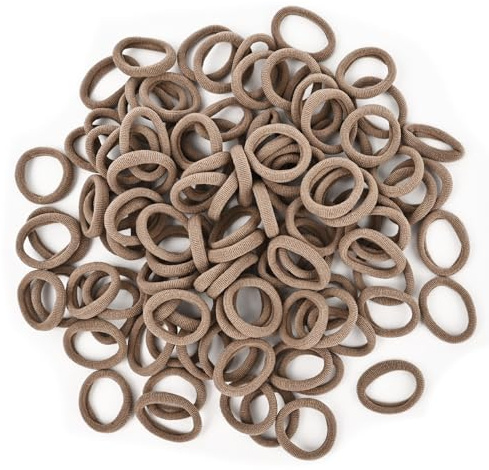 NECXON 100 Mini Haarbänder, weiche Haaraccessoires für Mädchen, Kinder, Kleinkinder und Frauen, braun