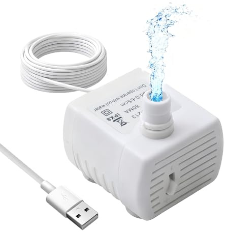 Pompe Fontaine à Eau Chat de Rechange Mini Pompes Filtre Aquarium | Super Silencieuse avec Débit D'Eau Réglable Universelle Compatible pour Animaux de Compagnie Aquarium Culture Hydroponique