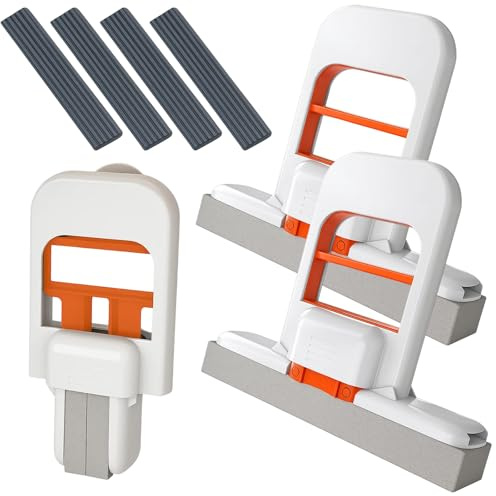 Mini Foldable Desktop Mop, 6-Piece Cleaning Set with 2 Mops & 4 Replaceable Heads, Compact Wet Dry Mop for Kitchen, Car, Office, Small Spaces Cleaning