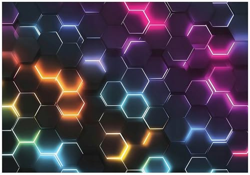 WallArena Vlies Fototapete, Geometrisch, 300x210cm | Fototapeten - Tapeten - für Wohnzimmer Schlafzimmer - Vliestapete Wandtapete Tapete 3D Effekt- inkl. Kleister