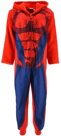 Marvel Spiderman Jumpsuit Kostüm Schlafanzug Kinder Jungen Onesie Kinder Fleece Overall, flauschig, kuschelig