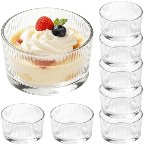 Umllpet 8er Set Dessertgläser, 200 ml Dessertschalen aus Glas, Nachtisch Gläser, Kleine Dessertgläser, Spülmaschinenfest, Transparente Dessertschalen für Tiramisu, Pudding, Joghurt-Müsli