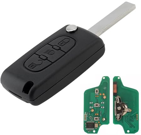 Heart Horse CE0523 Clé de Rechange Télécommande pour 207 307 407 FSK 433MHz | 3 Boutons Pliable Coque de Clé avec ID46 Chip HU83 Lame, Clé de Télécommande pour C3 C4 C5 Xsara Picasso 308 3008 après 2011