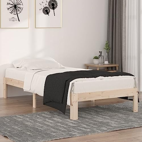 YuuSsea Massivholzbett 90x190 cm, Kiefernholz Einzelbett für Schlafzimmer, robuste Latten, stabile Konstruktion, modernes Design, Naturholz, 3FT Single