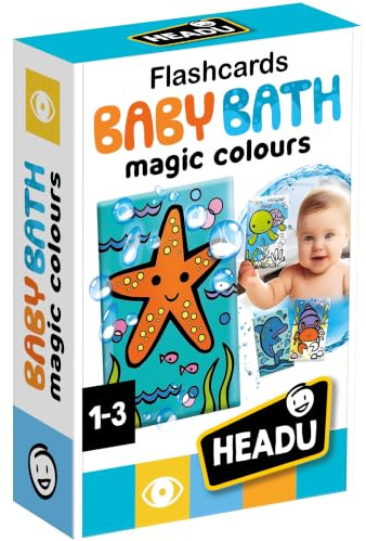 HEADU - Flashcards Baby Bath – Entdecken Sie die Magie der Farben | Lernkarten für das Bad, sensorische Spiele 1 – 3 Jahre, feucht Karten und entdecke die Magie, entdecken Sie Tiere, Geschenk für