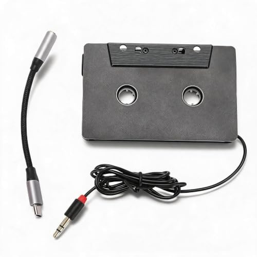 Sxhlseller Adaptateur Universel pour Cassette de Voiture avec Câble Auxiliaire USB-C vers Jack 3,5 Mm, Sortie Stéréo 4 Canaux, Lecture de Musique Haute fidélité pour Téléphones, Lecteurs