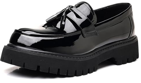 Hiuzylqx Mocasines de Plataforma Hombre, Zapatos de Vestir sin Cordones Zapatos Formales De Noche for Trabajo, Oficina y Vestir