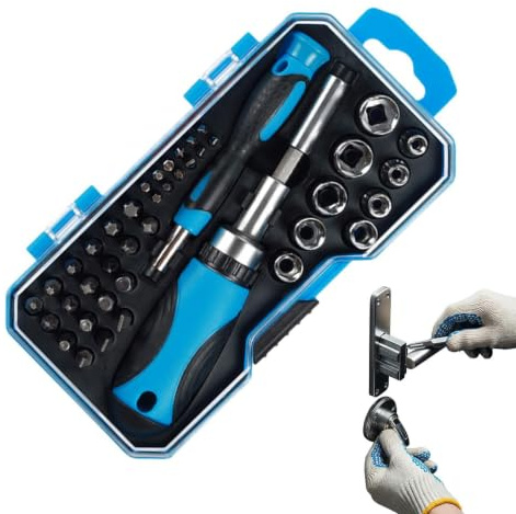 Multi Screwdriver | with Storage Box, Portable and Magnetic | Ratchet Screwdriver Socket Set | for Car Furniture Gadgets Home Garage Workshop