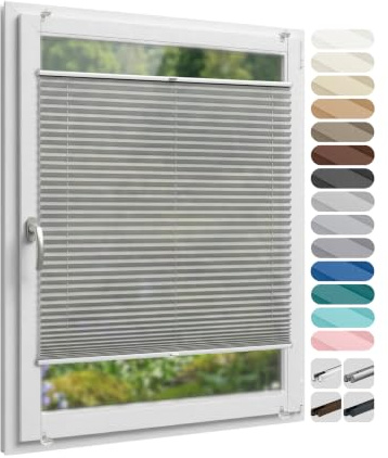 Birrke® Plissee ohne Bohren Klemmfix, zum Kleben, Blickdicht, lichtdurchl | Fenster Plissee nach Maß Breite: 125–160 cm, Höhe: 150–230 cm - Jalousie innen, Sichtschutz, Sonnenschutz, 15 Farben
