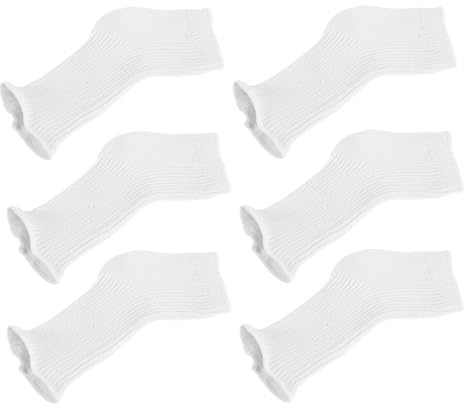 Balacoo 3 Paare Weiße Atmungsaktive UV Schutz Handschuhe aus Stoff mit Flachem Munddesign für Gel Nagel Härtung und Pediküre Sitzungen Leicht und Komfortabel