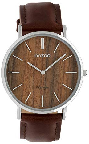 Oozoo Vintage Damenuhr Lederband Wood 40 MM Braun Holz/Dunkelbraun C9868