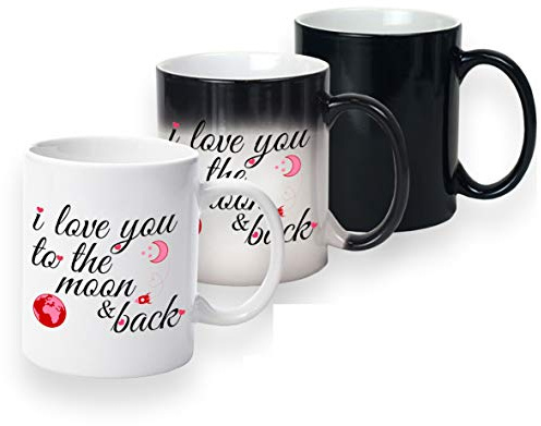 We Personalize Valentine Day Gift Magic Mug I Love You to the Moon and Back, Colour Changing Mug Your Loved one on Valentine's Day