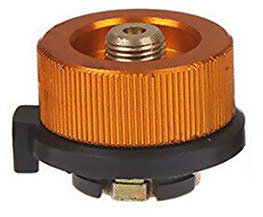 BE-TOOL Adaptateur de recharge de bidon de gaz de camping en métal de type fendu pour camping, hayon, chauffage orange (lot de 1)