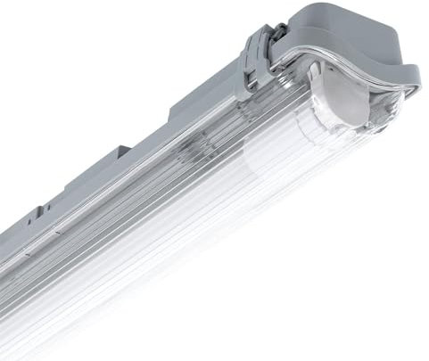 LEDKIA LIGHTING - Pantalla Estanca Slim IP65 para Tubo LED | Resistente al Agua y Polvo | Compatible con Tubo T8 | Conexión y Portalámparas Incluidos, 60 cm, Policarbonato