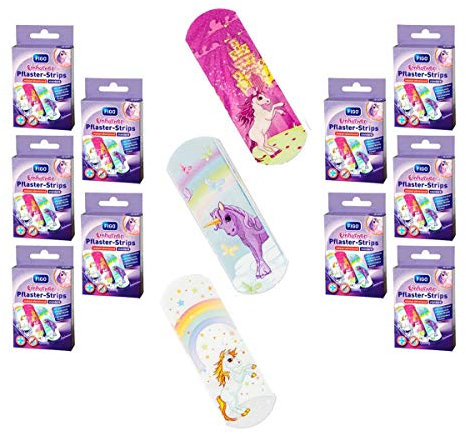 varivendo Notizblock + 100x Figo Pflaster-Strips Kinderpflaster Pflaster (Einhörner 100 Stück)