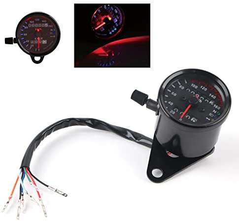 Tacho Motorrad,Kilometerzähler,Motorrad-Tachometer, Universal Motorrad Kilometerzähler Tachometeranzeige Signal Dual Digital Display KM/H.(schwarz)