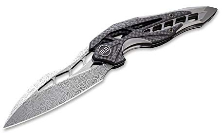 WE Knife Unisex – Erwachsene Arrakis Damascus Gray Taschenmesser, grau, 8.8