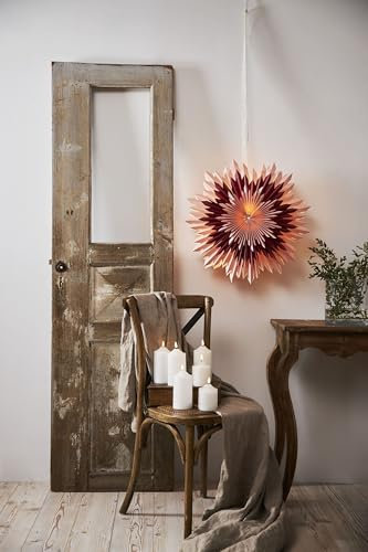 Star Trading 501-83 Papierstern 'Ice' - pink, ca. 50 cm Ø, mit Band, zerknittertes Papier, 3-lagig, ohne Leuchtmittel, für Weihnachten