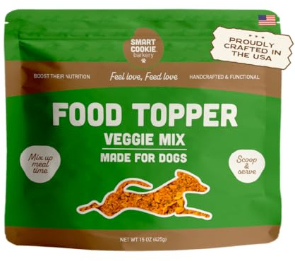 Smart Cookie Natural Dog Food Topper - Veggie - Dog Meal Mixer for All Ages - Vegan Food Topper for Picky Eaters and Boosting Nutrition - Non GMO, Made in The USA - 15 oz Bag (30 Day Supply)
