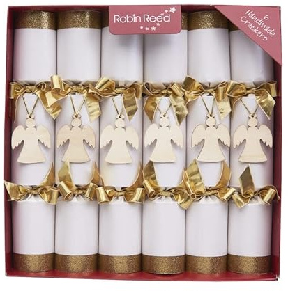 Robin Reed 6 x 12 inch Handmade Luxury Christmas Crackers - ANGEL - 6055, White