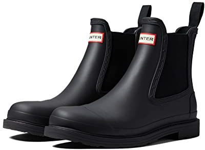 HUNTER Commando Chelsea Boot for Men - Waterproof, Matte Finish, and Rubber Outsole Shoes - Black 11 M
