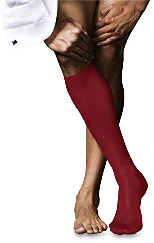 FALKE Herren No. 9 Kniestrümpfe atmungsaktive Baumwolle hochwertig seidiger Glanz elegant verstärkte Herrensocken flache Naht druckfreie Fußspitze fein glatt einfarbig Business 1 Paar | mit reiner ägyptischer Baumwolle