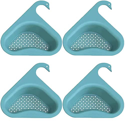 WANGCL 4 Stück Schwan Spülbecken-Filterkorb, dreieckig, Spülbecken, Abfluss-Gestell, Waschen, Gemüse, Obst, Tee, Tasse, Reinigung für Küche, Badezimmer, Blau