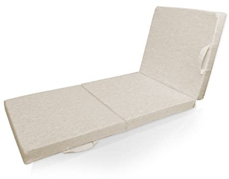 Home-Vision Klappmatratze, Gästematratze, 3-teilige Faltmatratze, Faltbare Matratze Reisebett Tragbares Gästebett & Campingbett Kollektion Elif (Beige, 195x70x8cm, 1 Stück)